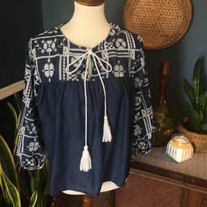 English Factory Embroidered Boho Blouse